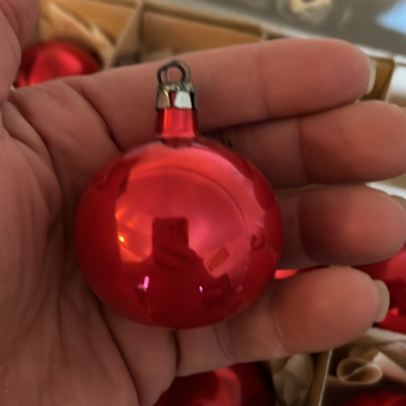 2 boxes Vintage Poland mercury glass Christmas Ornaments red balls